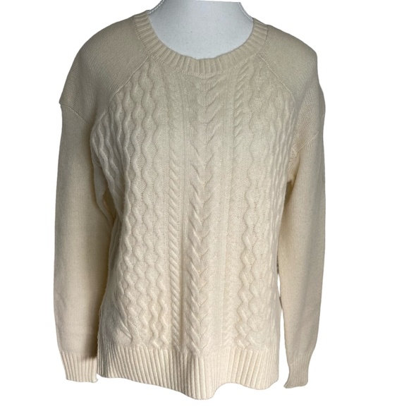 Halogen Wool Cashmere Ivory Cloud Cable Knit Sweater. Sz- XS - Picture 1 of 16